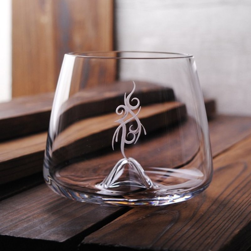 300cc【Normann Copenhagen】Tattoo totem iceberg whiskey glass customized - Bar Glasses & Drinkware - Glass Brown