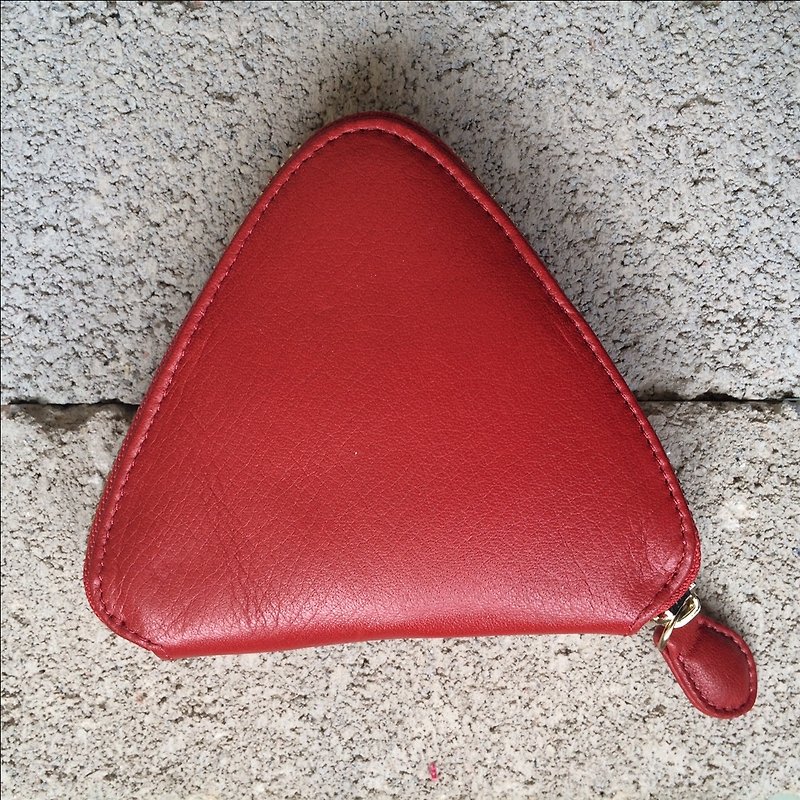 Geometric | Playful | Minimal | Triangle | RED | Fun | Coins Bag / Purse | WHY SO SERIOUS? SERIES - Coin Purses - Genuine Leather Red