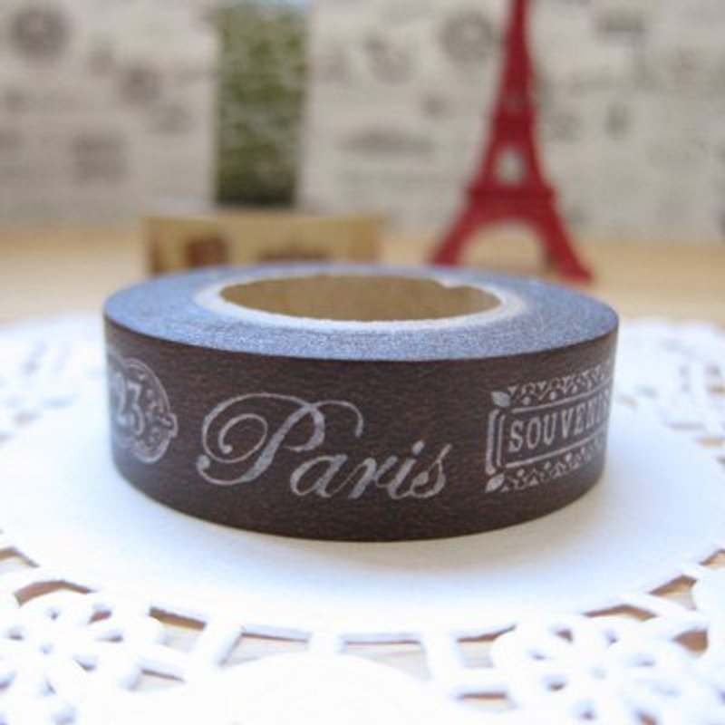 Marks Masking Tape 和紙膠帶-單捲 巴黎街景款(MKTS-91 文字-咖啡) - 紙膠帶 - 紙 咖啡色