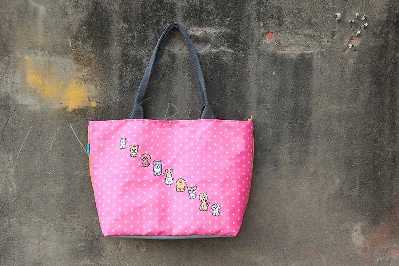 [Tote Bag-Large] Peach Little Dog-Handmade Limited Product - กระเป๋าแมสเซนเจอร์ - วัสดุอื่นๆ สีม่วง