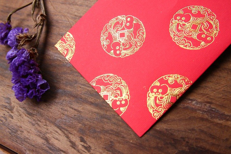Red Envelope/Gold Stamping in Chinese Auspicious Pattern/Medium Size - ถุงอั่งเปา/ตุ้ยเลี้ยง - กระดาษ สีแดง