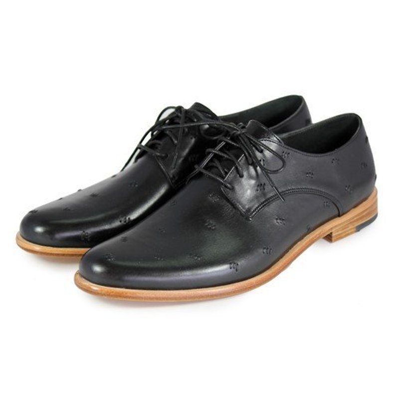 Derby shoes Snowdrop M1091 Stitching Piano Black - Men's Leather Shoes - Genuine Leather Black