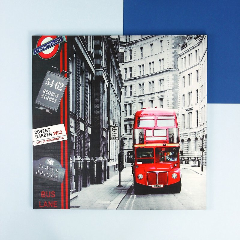 英国のフレームレス絵画次の停車地ロンドン40x40cmインテリアデザインレイアウトクリエイティブな小さな食料品 - ポスター・絵 - 木製 多色