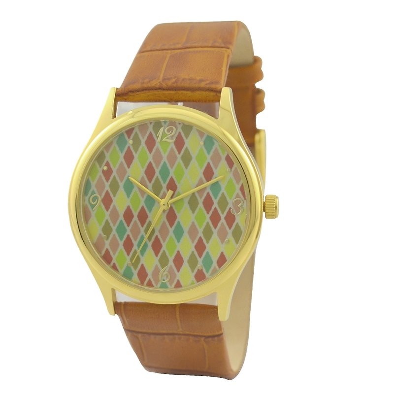 Diamond pattern Watches - นาฬิกาผู้หญิง - โลหะ สีทอง