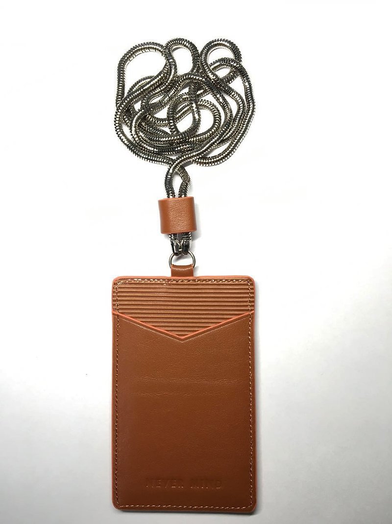 NEVER MIND Commuter Clip-COM-Brown-New Year - ID & Badge Holders - Genuine Leather Brown
