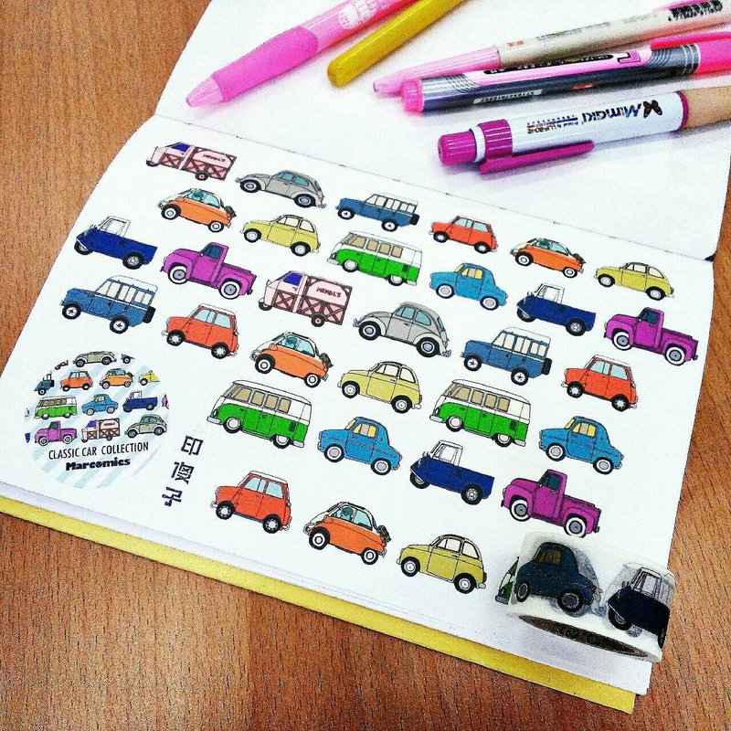 印傻子 CLASSIC CAR COLLECTION 經典車系列 紙膠帶 *702快閃款* - 紙膠帶/和紙/PET - 紙 