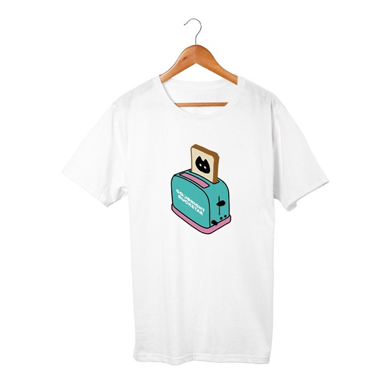 GOODNIGHT ROCKSTAR × Panic Junkie T-shirt - T 恤 - 棉．麻 白色