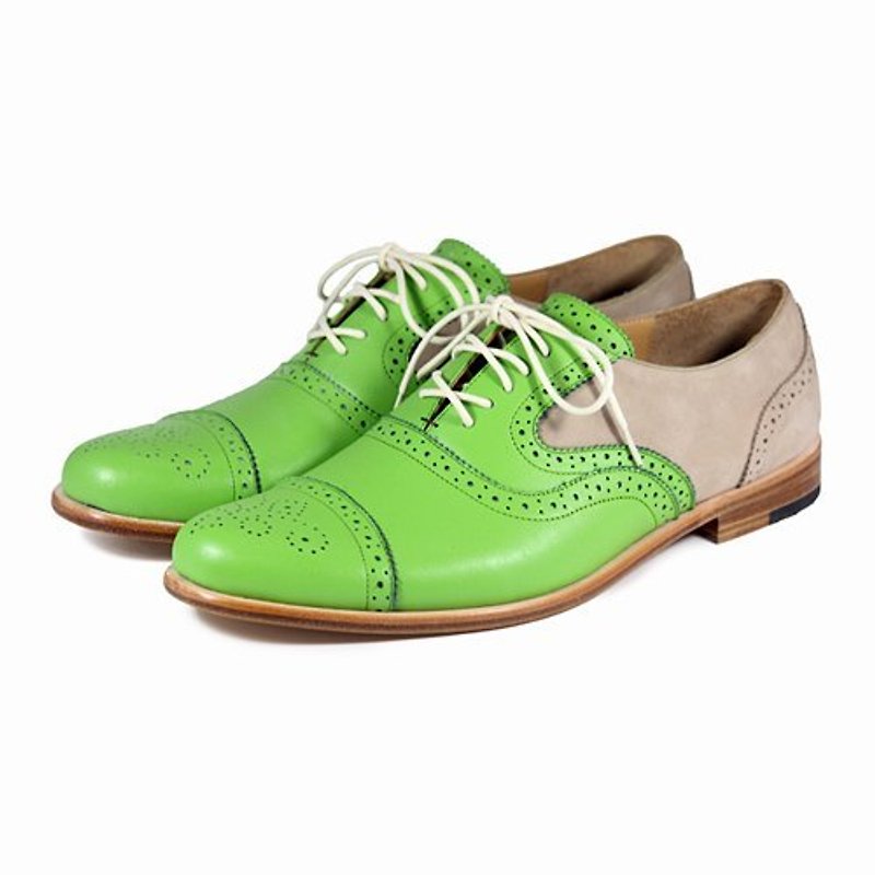 Oxford shoes Poppy M1093B Green Sand - รองเท้าอ็อกฟอร์ดผู้ชาย - หนังแท้ สีเขียว