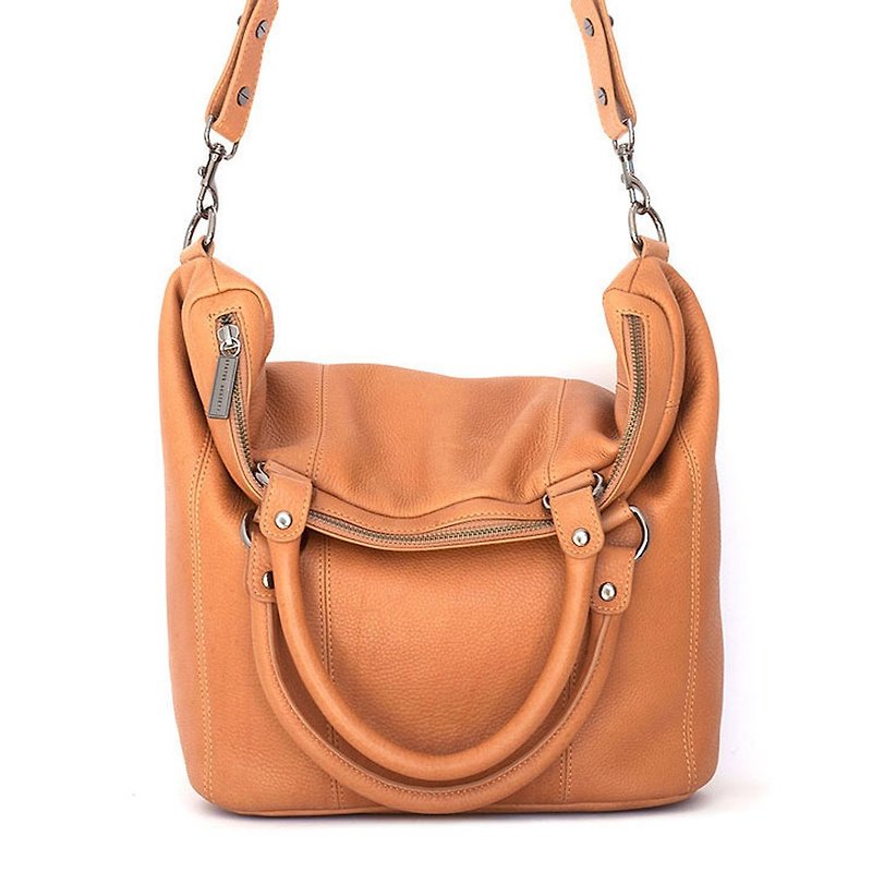 SOME SECRET PLACE Side Backpack_Tan / Camel - Messenger Bags & Sling Bags - Genuine Leather Brown