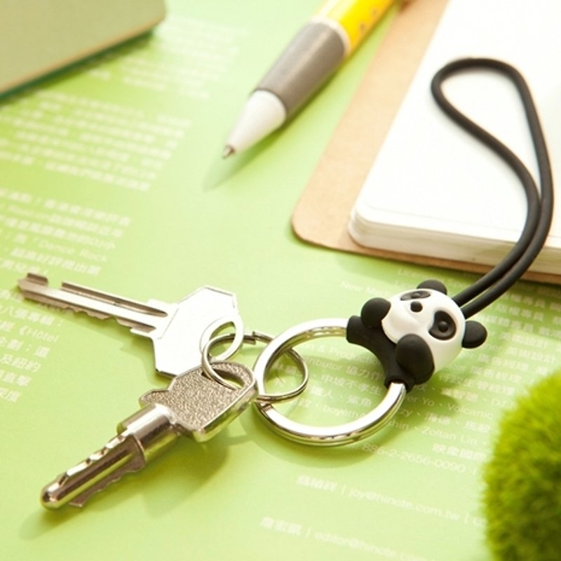 Panda Key Strap panda key ring sling - Keychains - Silicone Black