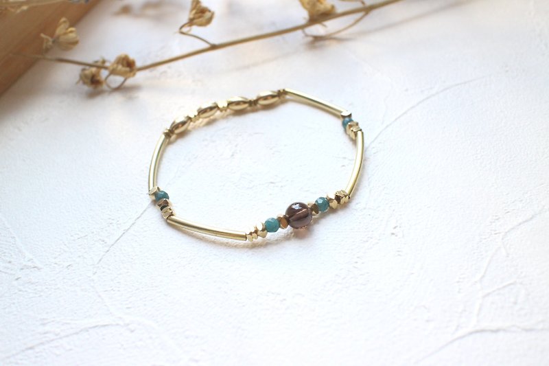 Smoky quartz brass handmade bracelet - Bracelets - Copper & Brass Multicolor