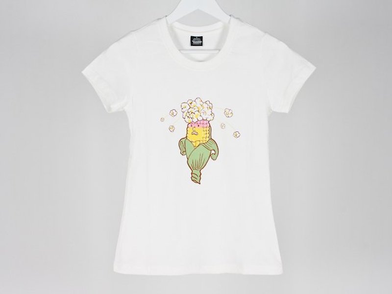 Angry Corn Girl - Women's T-Shirts - Cotton & Hemp White