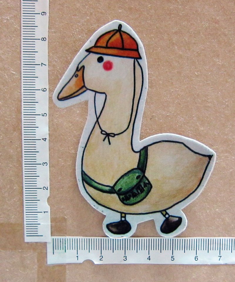 Hand-painted illustrator style full waterproof stickers school ducks quack country small - สติกเกอร์ - วัสดุกันนำ้ สีเหลือง