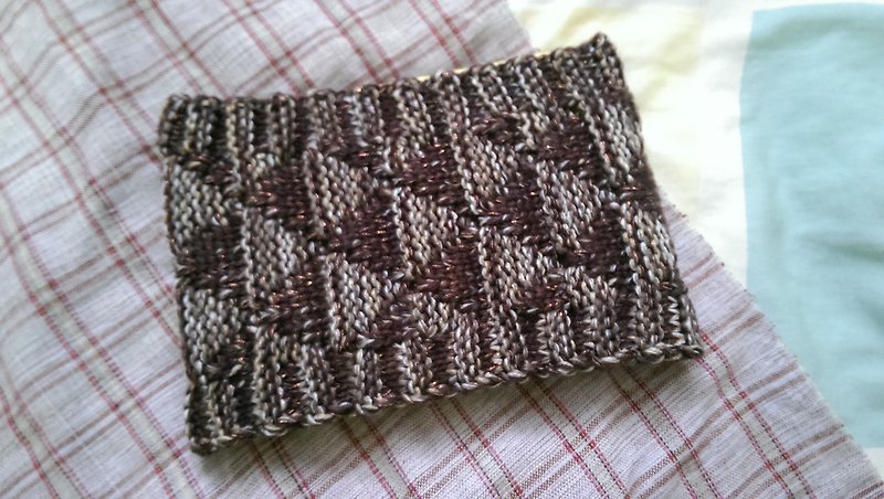 Lan Handmade Knitted Headband Triangle Weave (Flower Yarn Coffee) - Headbands - Other Materials Brown