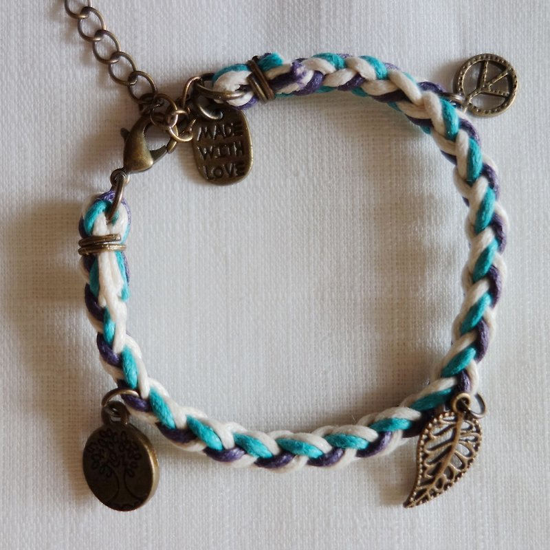 ~ M + Bear ~ Over the Hedge peaceful coexistence Bracelet (braided bracelet wax line) - Bracelets - Other Metals Multicolor