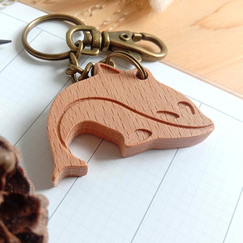 [Customized Gift] Cute Animal Series/ Little Dolphin Keychain Birthday Christmas Valentine Gift - Keychains - Wood Brown
