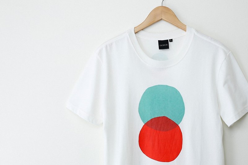 INNER | 圓圓交集  T-Shirt – 乳白色 - T 恤 - 其他材質 白色