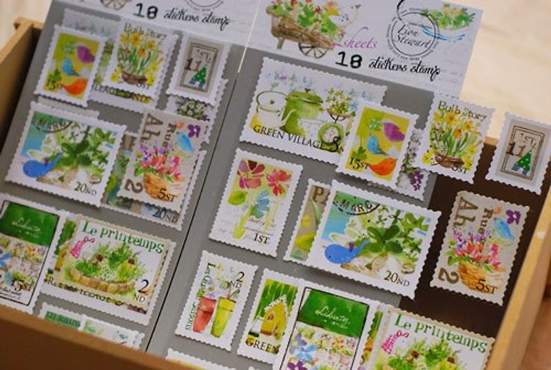 fion stewart stamp sticker (green village) - สติกเกอร์ - กระดาษ สีเขียว