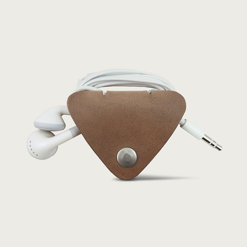 LINTZAN "真皮手工製作" 耳機集線器/皮革收納套 -- 咖啡色 - 耳機/藍牙耳機 - 真皮 咖啡色