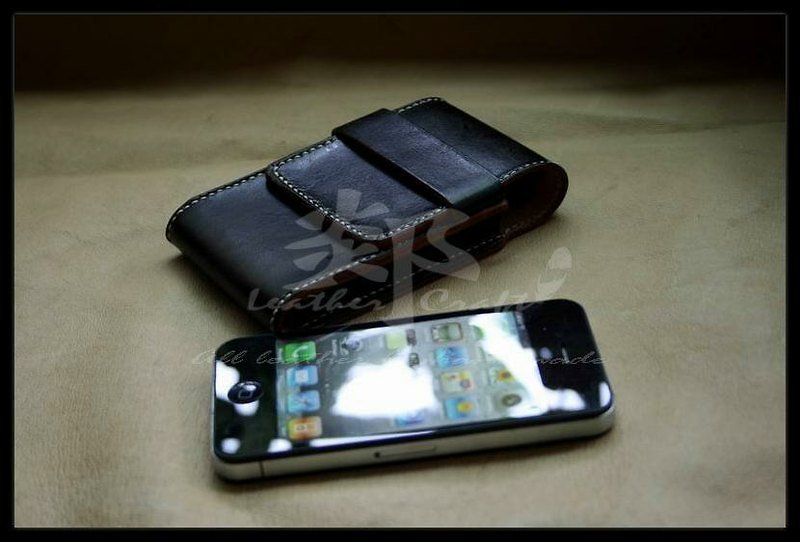 Smart phone leather storage case - เครื่องหนัง - หนังแท้ สีดำ