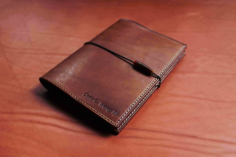 [MUJI A6 30 pages VULCAN Note] Italian vegetable tanned cow leather notebook can be embossed - Notebooks & Journals - Genuine Leather Brown