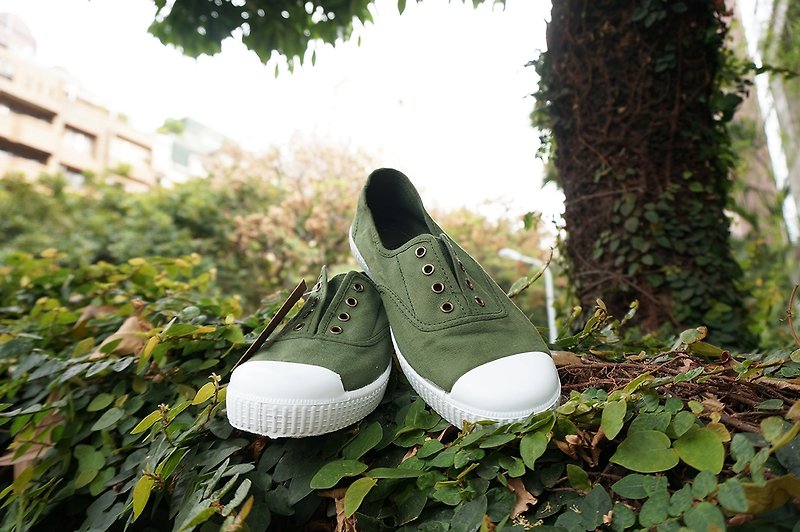 victoria Spanish national handmade shoes-army green KAKI (No. 36) - รองเท้าลำลองผู้หญิง - ผ้าฝ้าย/ผ้าลินิน สีเขียว
