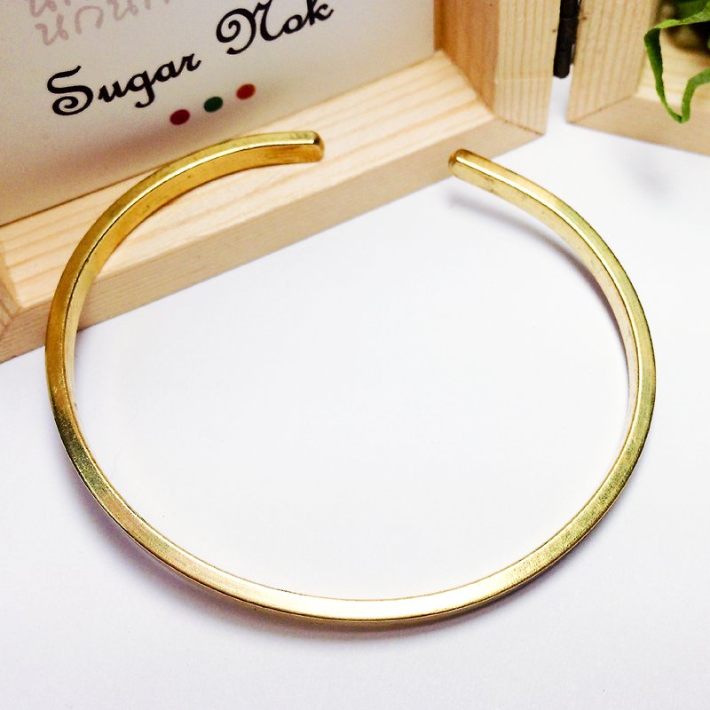 :: :: plain Bronze bracelet (3MM) - สร้อยข้อมือ - ทองแดงทองเหลือง สีทอง