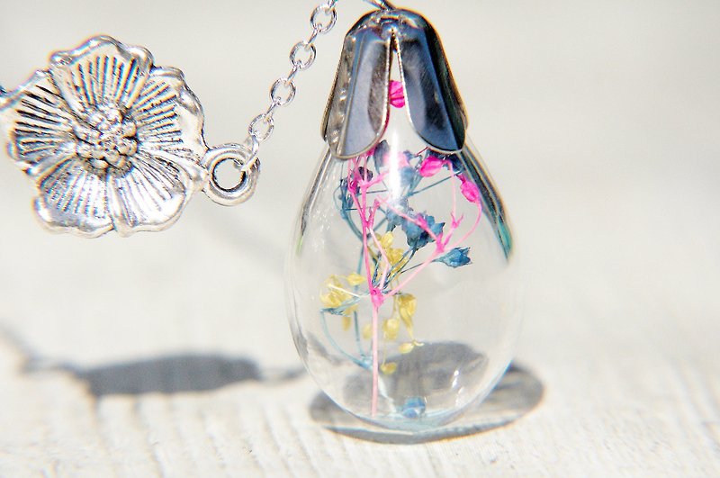 Valentine's Day / Forest Girl / French Transparent Glass Ball Flower Necklace-Colorful and Bright Stars - สร้อยคอ - แก้ว หลากหลายสี