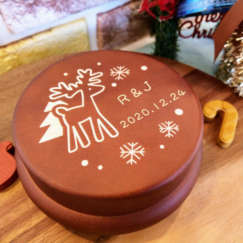 Engraved Christmas series music box-(Pictures 1~8) [Christmas gifts, exchange gifts] - อื่นๆ - ไม้ สีเขียว