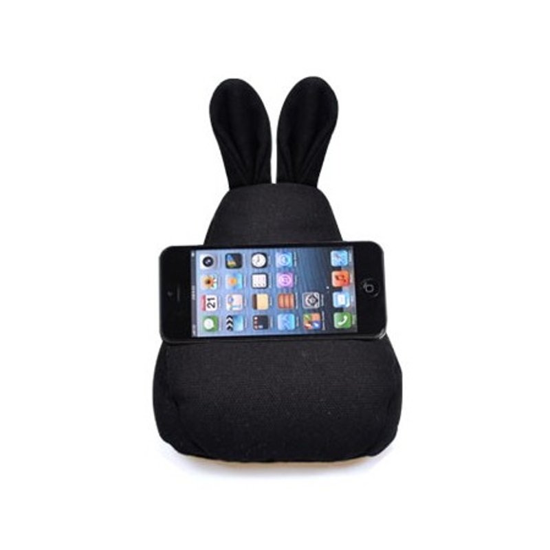 韓國rabito tiny Bean bag 兔耳造型手機座 迷你沙發袋-Black - 擺飾/家飾品 - 其他材質 黑色