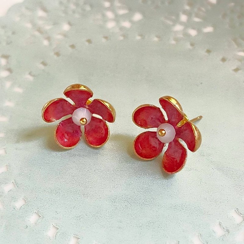 [Atelier A.] luxury crystal flower earrings - Earrings & Clip-ons - Other Metals 