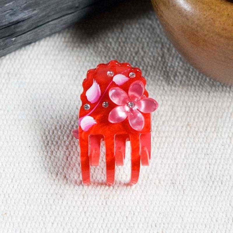 [MITHX] colored diamonds, gripper, hairpin - Red - Hair Accessories - Acrylic Red