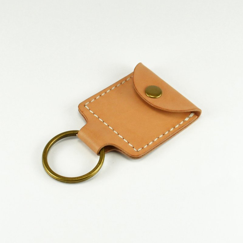 【kuo's artwork】 Hand stitched leather coin pouch keychain - ที่ห้อยกุญแจ - หนังแท้ 