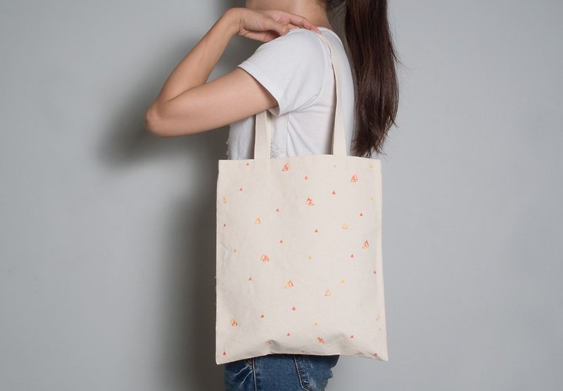 Hand-painted hand-printed cloth bag [hot hills] single-sided / double-sided portable / shoulder - กระเป๋าแมสเซนเจอร์ - ผ้าฝ้าย/ผ้าลินิน สีเหลือง