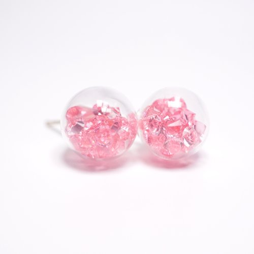 A Handmade A Handmade 粉紅水晶玻璃球耳環