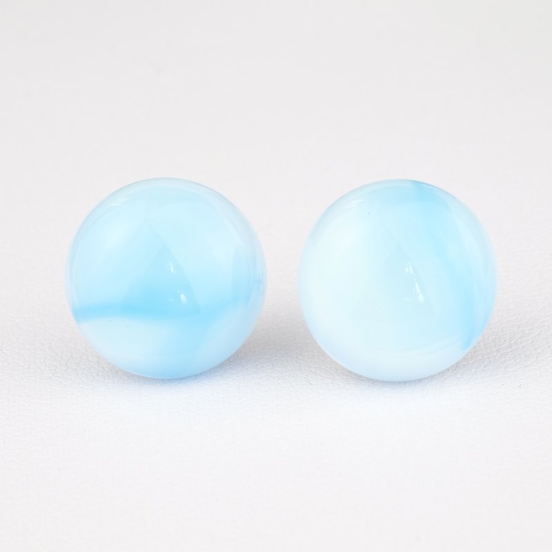 Silver earrings handmade glass sky - ต่างหู - แก้ว สีน้ำเงิน