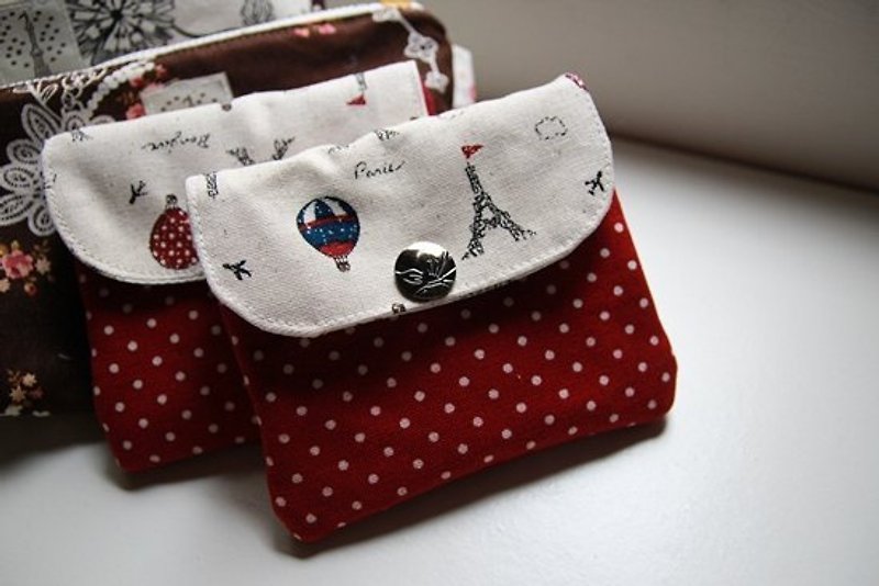 Cotton Fabric: Canvas Coin Purses, Red Canvas,  Red Spot - Clutch Bags - Other Materials Red