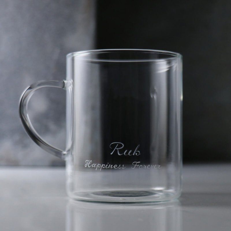 430cc [Hot Drink Heat Resistant Mug] Lettering Heat Resistant Mug Ultra Thin Customized - Cups - Glass Transparent