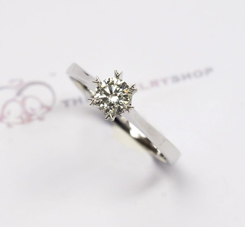 18K白金 爪鑲單顆圓鑽石介指 / 時尚款   (免運費) - 戒指 - 鑽石 白色