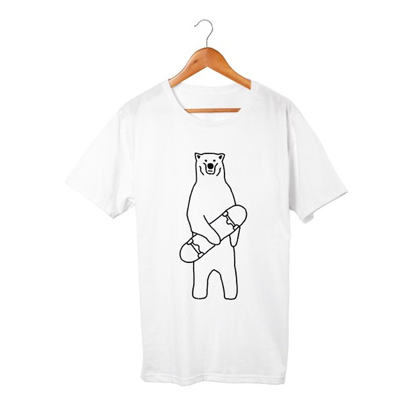 Skate Bear #2 T-shirt - 帽T/大學T - 棉．麻 白色