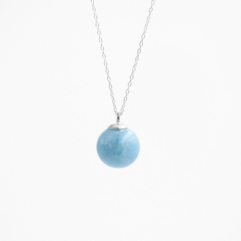 Uranus Concrete Planet Necklace - สร้อยคอ - ปูน สีน้ำเงิน