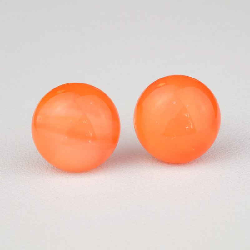 サンセット手作りガラス純銀製のイヤリング - ピアス・イヤリング - ガラス オレンジ