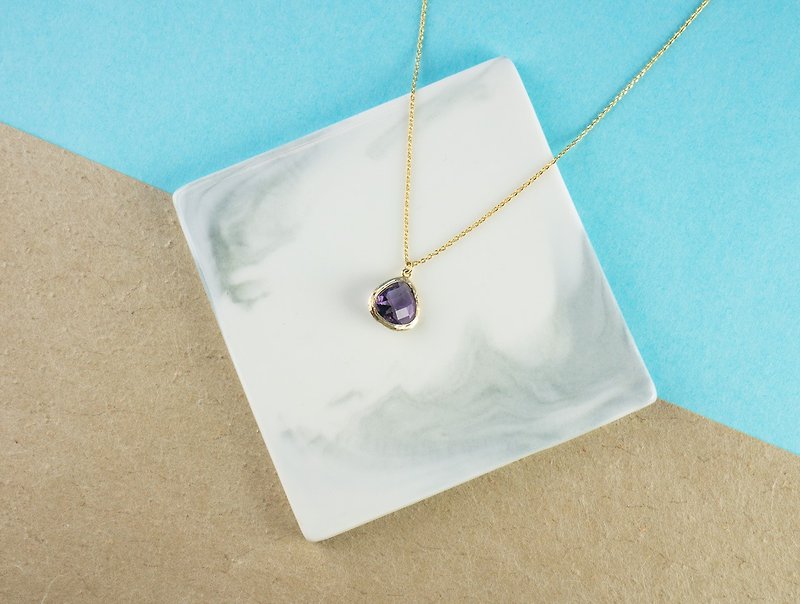 Edith & Jaz • Birthstone Collection - Amethyst Topaz Necklace (February) - Chokers - Gemstone Purple