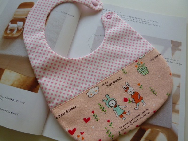 かわいいバニービブ赤ちゃんのよだれかけ - 出産祝い用贈物 - コットン・麻 ピンク