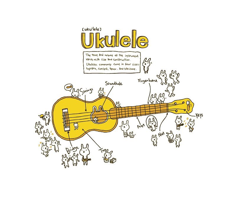 | 烏克麗麗 ukulele II | - 女 T 恤 - 棉．麻 白色