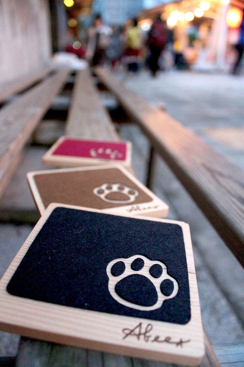 Christmas exchange gift cat paw, dog paw, small meat ball footprints-ABEET log water coaster - Coasters - Wood 