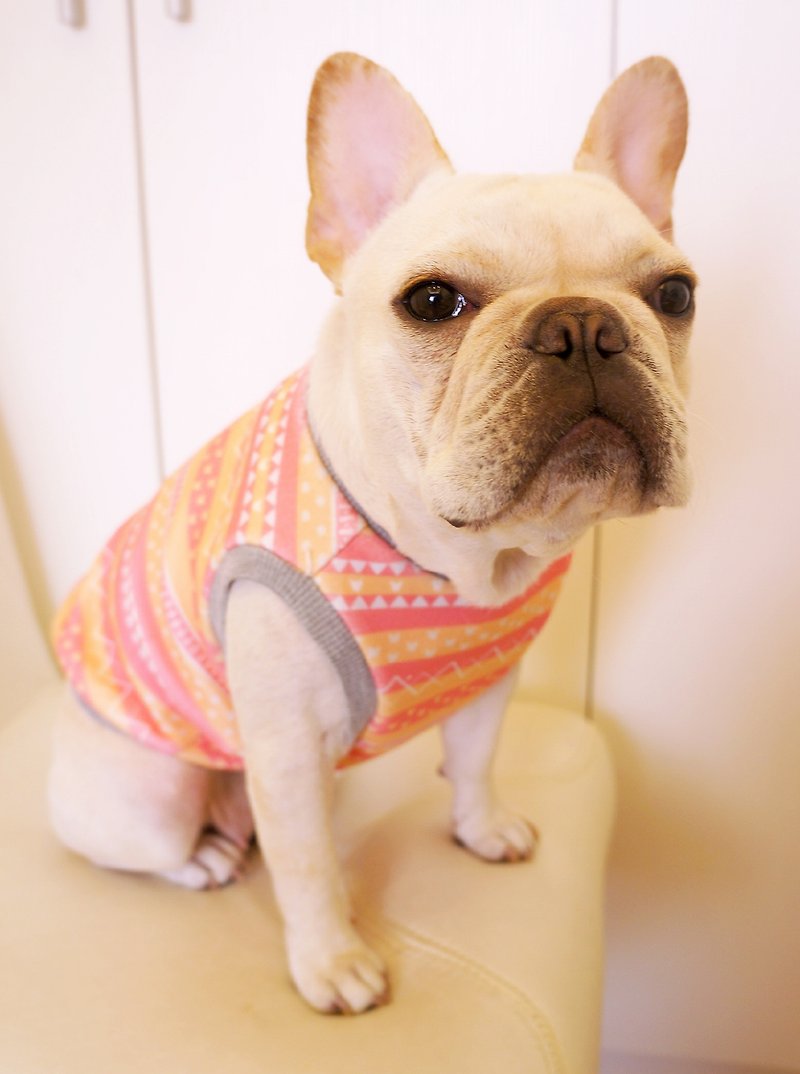 寵物衣-幾何法鬥背心-粉橘色 - 寵物衣服 - 其他材質 粉紅色