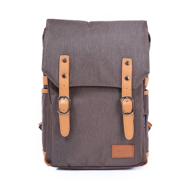Bruto 復古書包設計背包 (啡色) - 後背包/書包 - 其他材質 咖啡色