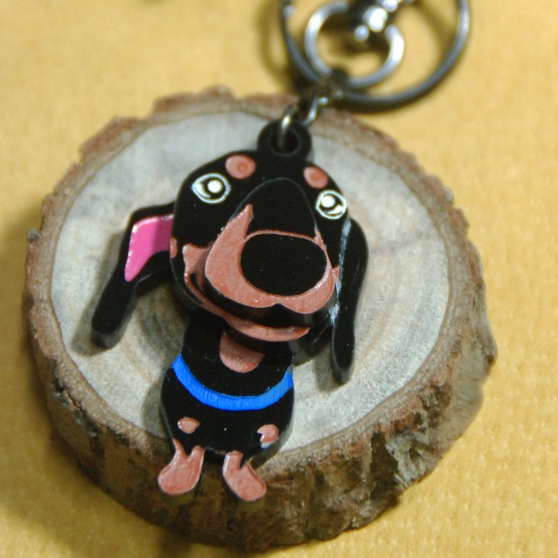 Hairy child with key ring/dachshund - Keychains - Acrylic Black