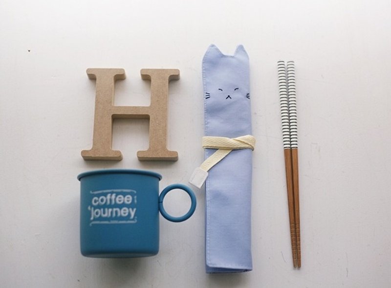 hairmo. Proud Cat Chopsticks Set/Tableware Bag/Pen Case-L Water Blue - Chopsticks - Paper Blue